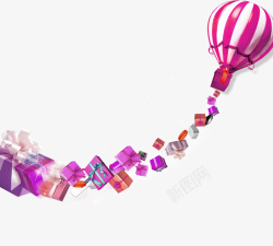 紫色热气球礼物装饰图案素材