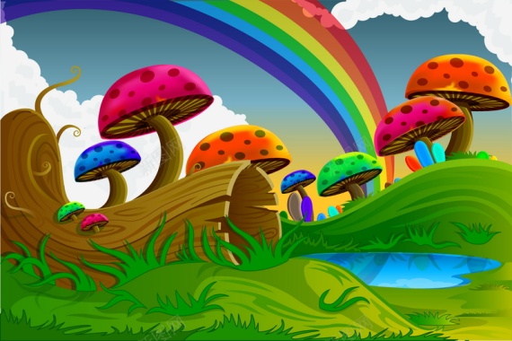 彩色蘑菇矢量图背景