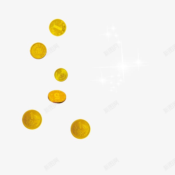 手绘金属质感黄色的金币png免抠素材_88icon https://88icon.com 质感 金属 金币 黄色