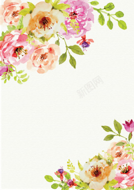 简约素雅彩绘花卉边框矢量背景背景