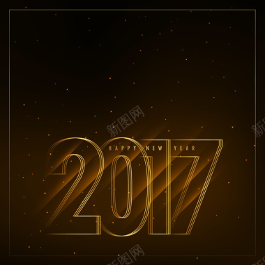 黑色质感金色2017年新年快乐背景矢量图背景