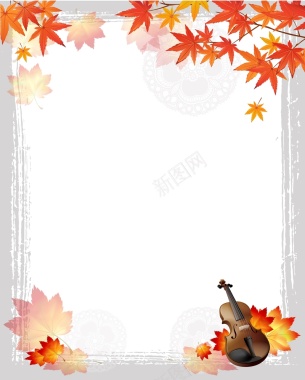 矢量秋季枫叶文艺小提琴背景背景