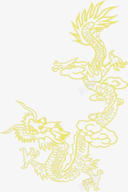 黄色合成效果中国龙图腾素材
