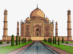 印度泰姬陵印度古迹泰姬陵水墨画高清图片