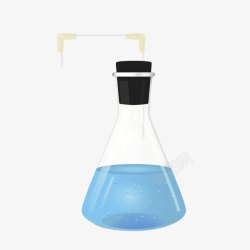 透明立体瓶子蓝色液体实物素材