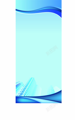 蓝青色蓝色线条光感大厦展板背景矢量图高清图片