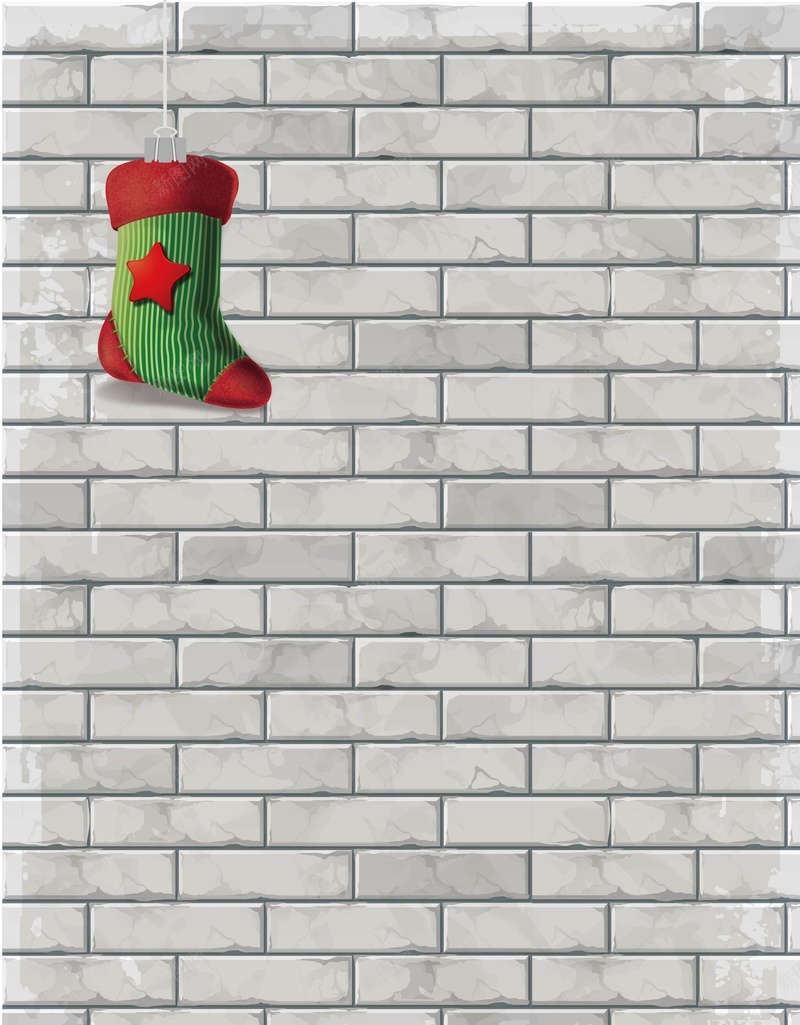 矢量文艺砖墙圣诞袜子背景ai设计背景_88icon https://88icon.com 吊饰 圣诞节 圣诞袜子 复古 文艺 海报 白色 矢量 砖墙 背景 矢量图