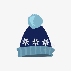 手绘蓝色雪花毛线帽子素材