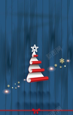 蓝色木板上的圣诞树背景矢量图背景