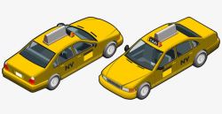 可爱黄色出租车俯视图素材