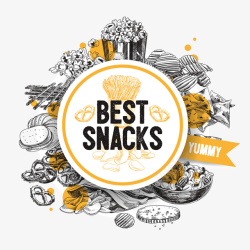 快餐西餐厅美食元素插画矢量图素材