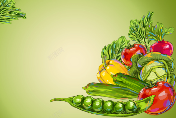 蔬菜水果卡通边框海报背景矢量图背景