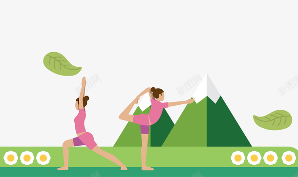 郊外练习瑜伽女孩png免抠素材_88icon https://88icon.com 卡通山峰 卡通植物 瑜伽女孩 绿色植物 锻炼 风景