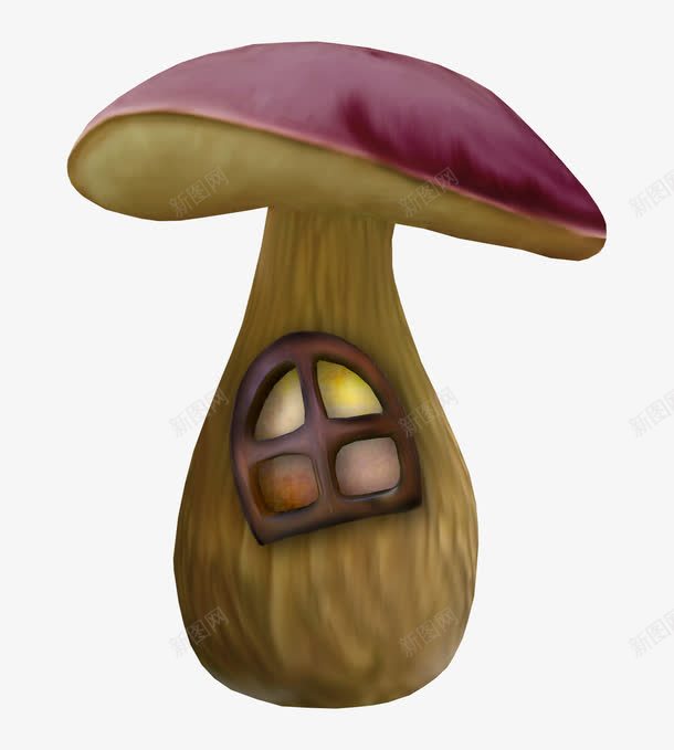 蘑菇小房子png免抠素材_88icon https://88icon.com 木窗 窗户 蘑菇