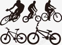 骑车和自行车剪影素材