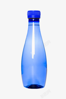 蓝色解渴反光的塑料瓶饮用水实物素材