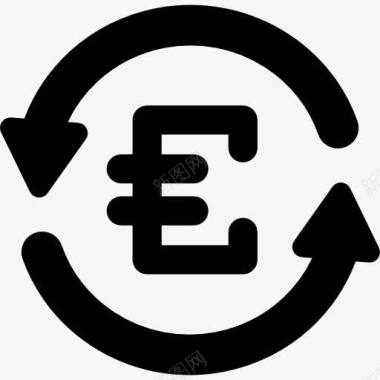 货币欧元货币符号在逆时针箭头圈图标图标