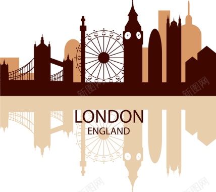 伦敦城市建筑背景模板矢量图背景