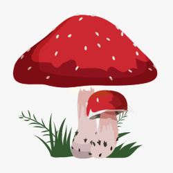 红色手绘卡通蘑菇头素材