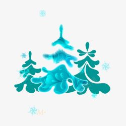 冰晶蓝圣诞树素材