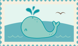 旅行邮票帆船鲸矢量图高清图片