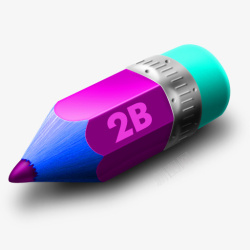 卡通紫色2B铅笔简图素材