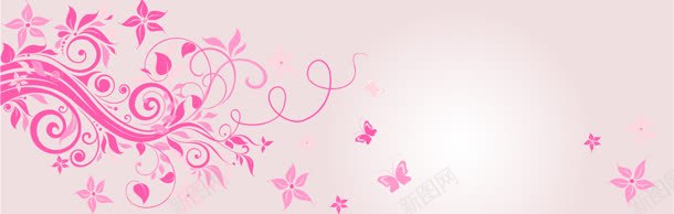 粉色花卉banner背景背景