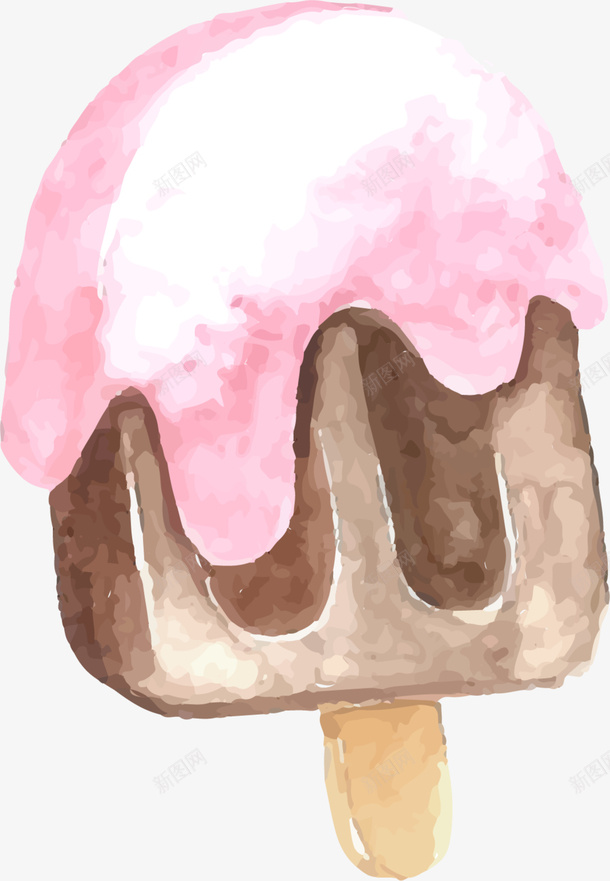 夏季手绘巧克力雪糕png免抠素材_88icon https://88icon.com 冰棍 夏季雪糕 巧克力雪糕 手绘雪糕 水彩 绘画