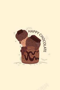 卡通手绘甜品巧克力矢量图背景