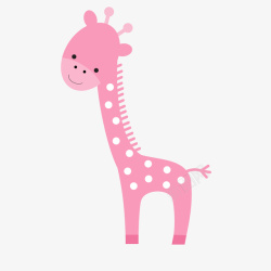 一只可爱的粉色长颈鹿矢量图素材