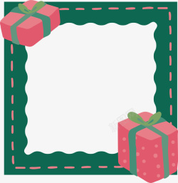圣诞礼物绿色边框矢量图素材
