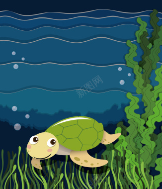 矢量海洋海龟卡通背景背景