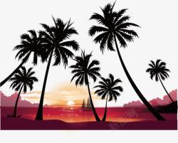 海边晚霞椰子树素材