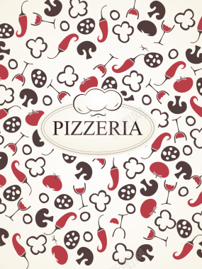 披萨配料美食小清新背景矢量图背景