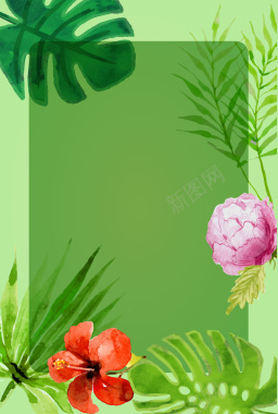 热带植物海报背景矢量图背景