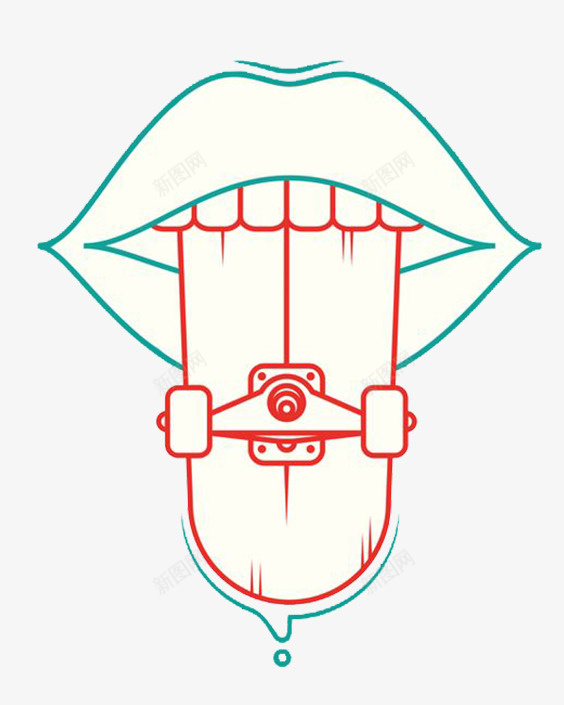 嘴巴滑板创意psd免抠素材_88icon https://88icon.com 滑板鞋 牙齿 联想 设计