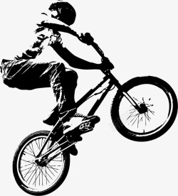 黑色简约自行车骑手装饰图案素材