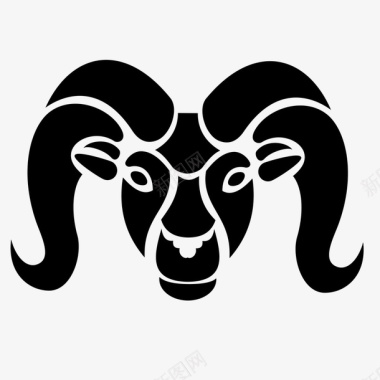 黑色手绘羊头图标图标