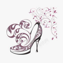 女鞋花纹装饰图案矢量图素材