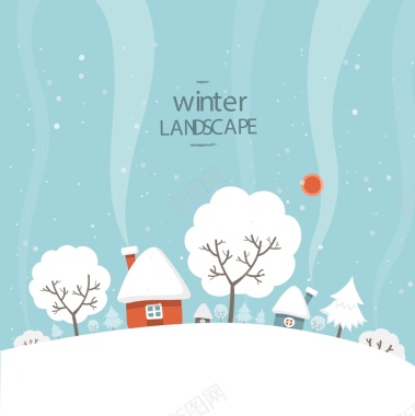 多雪冬季景观海报背景模板矢量图背景