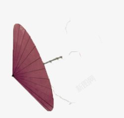 手绘合成紫色的油纸伞素材