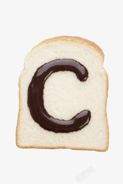 植物字母形状C美味面包巧克力形状字母高清图片