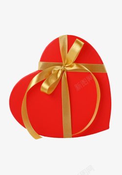 礼盒手绘红色心形素材