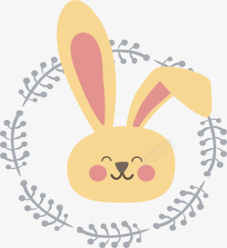 微笑的小兔标签矢量图素材