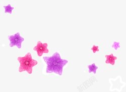 手绘粉紫色星星花朵素材