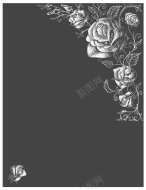 线条黑板玫瑰典雅海报背景矢量图背景