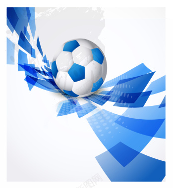 蓝色足球几何背景矢量图背景