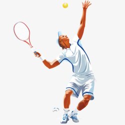 卡通打网球的男子素材