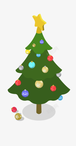 绿色挂满礼物的圣诞树素材