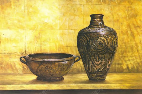 陶罐器皿油画写生背景